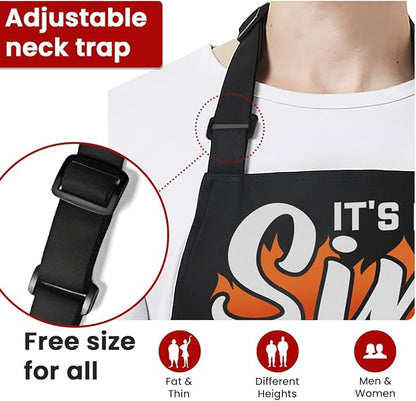 SANDJEST Funny Mens Aprons with Pockets for BBQ Grilling Cooking Grandpa Husband Apron for Birthday Christmas Father's Day