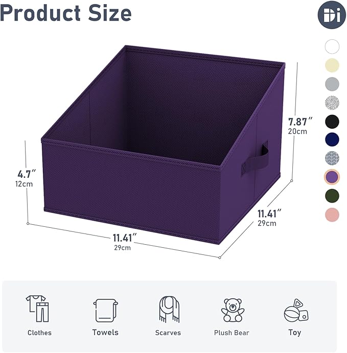 DIMJ Closet Storage Bins 10 Pack - Fabric Storage Baskets for Shelves, Collapsible Clothes Organizer with Handles, Trapezoid Shelf Organization Storage Cubes for Purse, Toys, Books, Towel, Clothes - Image 5