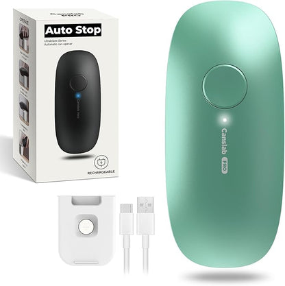 Canslab Ultrablade PRO Auto Stop Can Opener - Rechargeable Electric Can Opener for Kitchen for Seniors with Arthritis - One Touch Side Cut Opener, Smooth Edge, Handfree, Wall Mounted Small Size, Green by Canslab