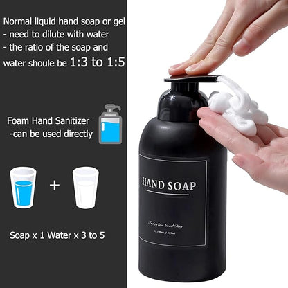 rejomiik 2 Pack Foaming Thick Glass Foam Hand Soap Dispenser for Bathroom or Kitchen Sink, 13 oz Pump Bottles for Hand soap, Body Wash, Matte Black