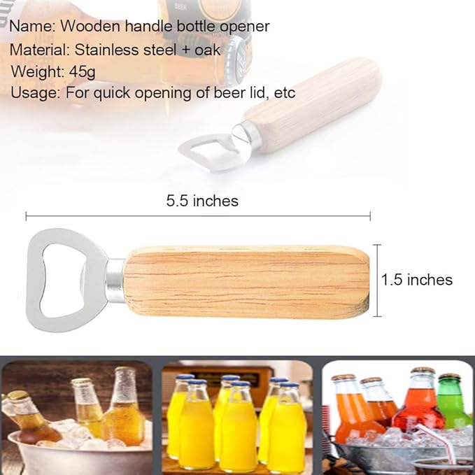 Wood Wine Bottle Opener, Beer Bottle Openers, Cider, Soft Drinks Bottle Opener for Home, Bar, Restaurant，Wedding Favors ，Wood Handle Handheld (set of 35) - Image 2