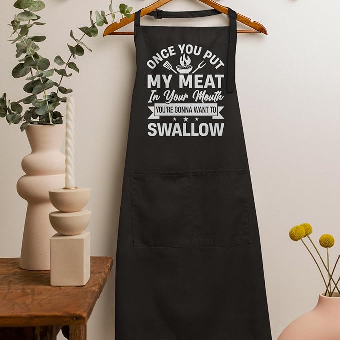 SANDJEST Funny Mens Aprons with Pockets for BBQ Grilling Cooking Grandpa Husband Apron for Birthday Christmas Father's Day