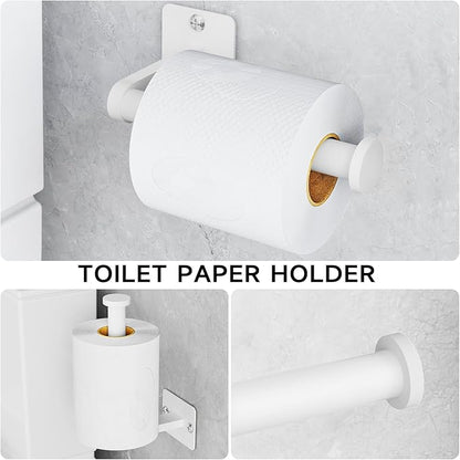 KLJKPA Bathroom Accessories Set, 4 Pieces White Bathroom Hardware Set, 24 inch Towel Bar, Towel Racks for Bathroom, Robe Towel Hooks, Toilet Paper Holder Wall Mounted - Image 4
