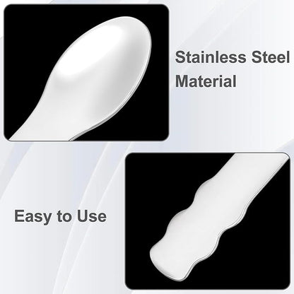 Pndeyo 3pcs Mini Stainless Steel Makeup Spatula, Reusable Cosmetic Cream Spatulas Spoon, Skincare Scoop Applicator Facial Massage Beauty Tools for Mixing and Sampling Face Eye Cream- Silver