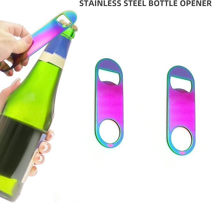 Rainbow Color Stainless Steel Flat Bottle Opener, Sturdy and Durable 2 Pcs to Send to Friends, Suitable for Bar Bartender Men Women Kitchen Restaurant Party Supplies (Small) - Image 5