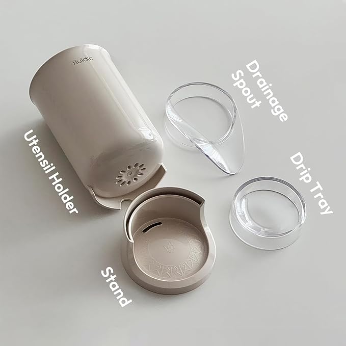 carrotez Utensil Drying Holder for Kitchen Counter, Self Draining, Small Utensil Cutlery Flatware Silverware Holder Drainer Cup, Beige, 1 ea - Image 4