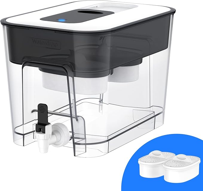 Waterdrop WFD-22L-DF Water Filter Dispenser, 40-Cup Water Purifier, 2 Built-in Filters, 8X Faster Filtration, 400-Gallon Lifespan, 10X Longer Lifetime, Reduces Chlorine, PFOA/PFOS, Black by Waterdrop