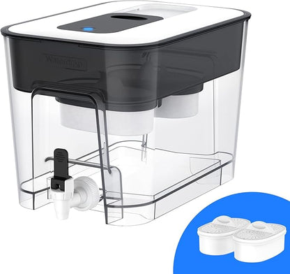 Waterdrop WFD-22L-DF Water Filter Dispenser, 40-Cup Water Purifier, 2 Built-in Filters, 8X Faster Filtration, 400-Gallon Lifespan, 10X Longer Lifetime, Reduces Chlorine, PFOA/PFOS, Black by Waterdrop