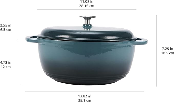 Amazon Basics Enameled Cast Iron Dutch Oven Pot with Lid, Oven Safe, Heavy-Duty, Dual Handles for Braising, Stews, Roasting, Round, 6-Quart, Gray - Image 4