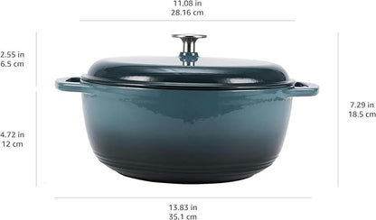 Amazon Basics Enameled Cast Iron Dutch Oven Pot with Lid, Oven Safe, Heavy-Duty, Dual Handles for Braising, Stews, Roasting, Round, 6-Quart, Gray - Image 4