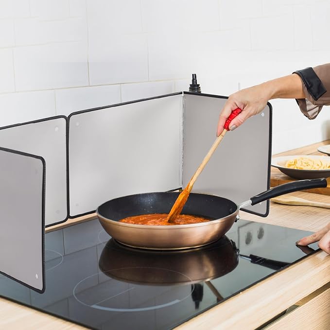 Silver Large 2 Pieces 2 Sided Stainless steel Splatter Guard for Frying Stove Top,Oil Splash Guard Cooking for Stove,Non Stick Foldable Splatter Screen - Image 7