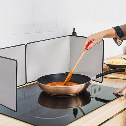 Silver Large 2 Pieces 2 Sided Stainless steel Splatter Guard for Frying Stove Top,Oil Splash Guard Cooking for Stove,Non Stick Foldable Splatter Screen - Image 7