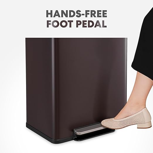 SIMPLI-Magic Infinity Edge 60L / 16 Gallon Kitchen Trash Can - Hands-Free Step Pedal, Soft-Close Lid, Stainless Steel Garbage Can with Inner Bucket - Image 4