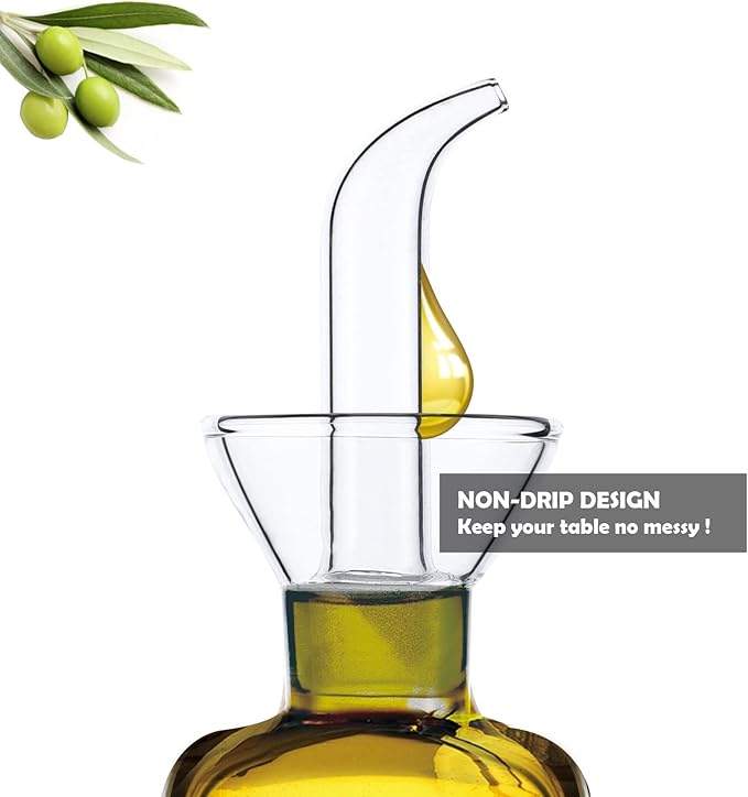 16 ounce/480ml Glass All-Purpose Cruet, Glass Oil Decanter and Cruet for Kitchen and BBQ (Square-16 oz)