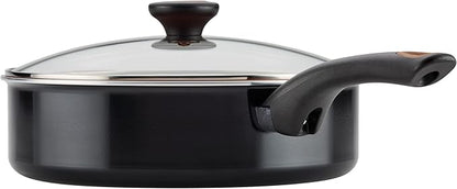 Farberware Glide Ceramic Nonstick Saute Pan / Frying Pan / Fry Pan with Lid and Helper Handle - 4 Quart, Black