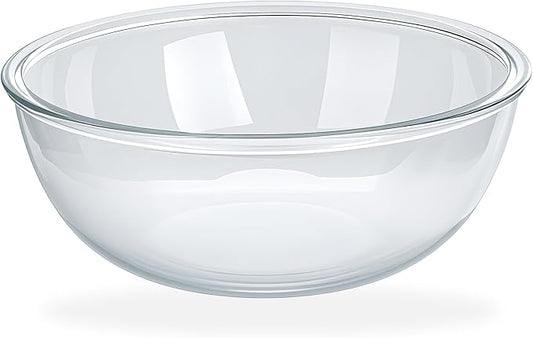 6.3 Qt Large Glass Mixing Bowl,12.3" Clear Glass Salad Cooking Bowls For making sourdough Prepping, Mixing, Marinating & Brining Kimchi