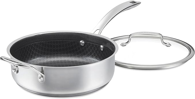 Cuisinart FusionPlus Hybrid Stainless Steel Cookware, 3.5-Quart Sauté Pan with Cover and Helper, PFAS-Free PURELYSEAR Ceramic Technology, Scratch Proof, Cool Grip Handles, Dishwasher Safe
