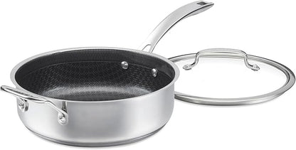 Cuisinart FusionPlus Hybrid Stainless Steel Cookware, 3.5-Quart Sauté Pan with Cover and Helper, PFAS-Free PURELYSEAR Ceramic Technology, Scratch Proof, Cool Grip Handles, Dishwasher Safe