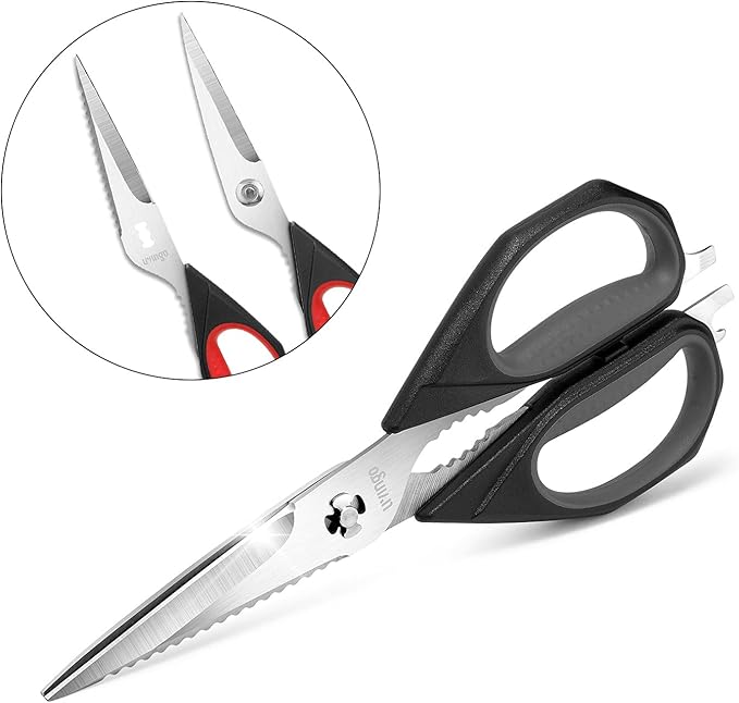 LIVINGO Kitchen Scissors, 2 Pack 9.25" Utility All Purpose Poultry Shears Heavy Duty Dishwasher Safe, Come Apart Sharp Stainless Steel Cooking Food Scissors for Cutting Meat, Chicken, Vegetable, Fish - Image 4