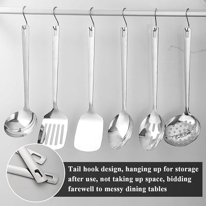 Evanda Kitchen Utensils Set 6pcs, Stainless Steel Cooking Utensils Set, Heavy Duty Kitchen Tools Spatulas Set, Home Essentials Kitchen Gadgets Accessories