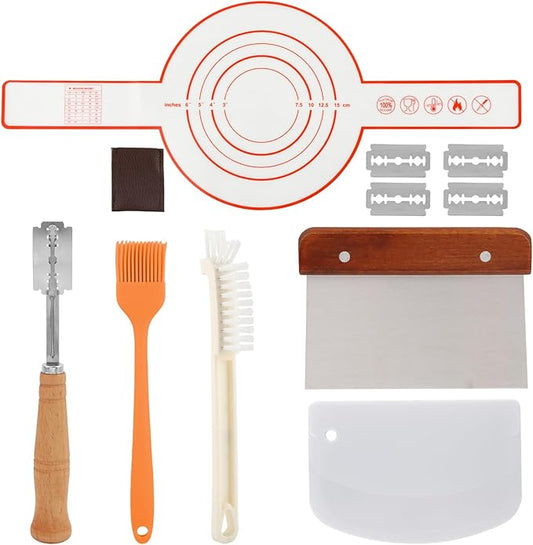 Bread Making Tools and Baking Supplies Sets,Danish Dough Whisk with Sourdough Scoring Tool for Bread Pastries Cakes and Pizzas Perfects Gift for Baker(SIZE:7 Pcs)