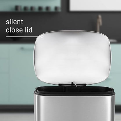 happimess HPM1006A Connor Rectangular 13-Gallon Trash Can with Soft-Close Lid and Free Mini Trash Can, Fingerprint Resistant, Modern, Minimalistic for Home, Kitchen, Office, Bathroom, Steel - Image 8