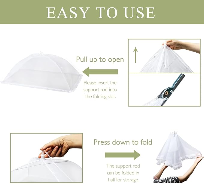 Food Covers Food Tent for Outside Mesh to Keep Bugs away, 2 Extra Large Size (40” x 24”) Reusable Collapsible Food Nets including Carry Bag,Ideal for Picnic Party BBQ Wedding Fruit - Image 3