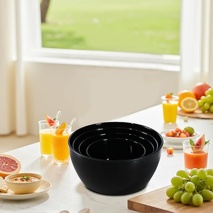 4-Piece Classic Plastic Prep Bowls with Lids, Nesting Plastic Small Mixing Bowl Set for Mixing, Baking, Prepping, Cooking and Serving Food, Microwave and Dishwasher Safe (Black) - Image 7