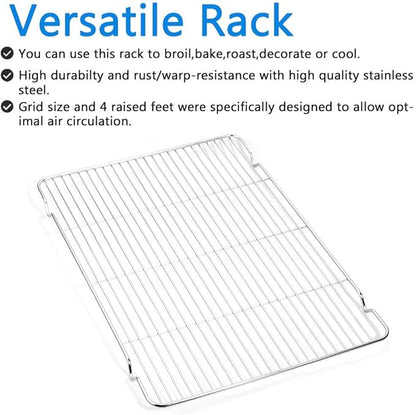 Cookie Sheet and Cooling Rack Set, 16 inch Stainless Steel Baking Pan with a Rack, Professional Bakeware, Healthy & Non-toxic & Rustproof & Easy Clean & Dishwasher Safe