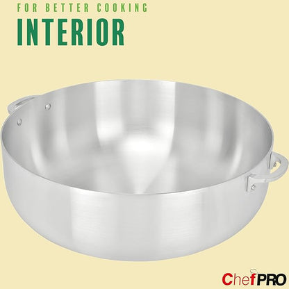 ALUMINUM CALDERO STOCK POT by Chef PRO, Superior Cooking Performance for Even Heat Distribution, Perfect For Serving Large & Small Groups, Riveted Handles, Commercial Grade (13.3 Quart)