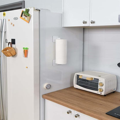 Magnetic Paper Towel Holders Heavy Duty Steel Brushed Holder with Strong Magnetic Backing - Fit for Large Paper Towels or Use as Hook - for Kitchen,Refrigerator,Grill,Garage,Shop(White,2x3IN) - Image 2
