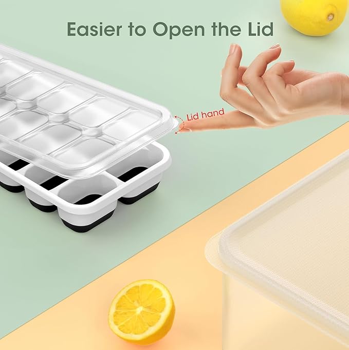 DOQAUS Ice Cube Tray with Lid and Bin - 4 Pack Silicone Ice Cube Trays for Freezer, Stackable Ice Bucket Kits with Storage Container & Scoop for Kitchen, RV, Cocktail, Coffee - Image 5