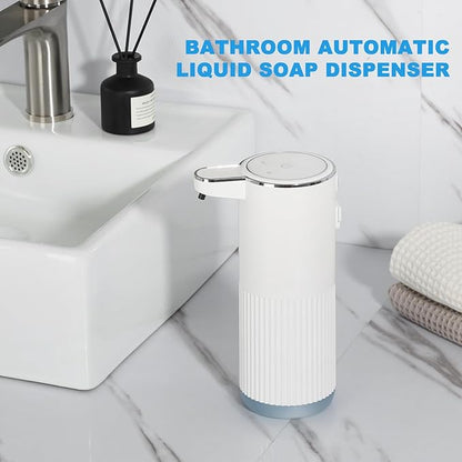 RYTOXILO Automatic Soap Dispenser, 2 Pack White Touchless Liquid Soap Dispenser for Bathroom, 13.5 Fl Oz Plastic Electric Auto Dish Soap Dispensers Wall Mount for Kithcen with Adjustable Volume
