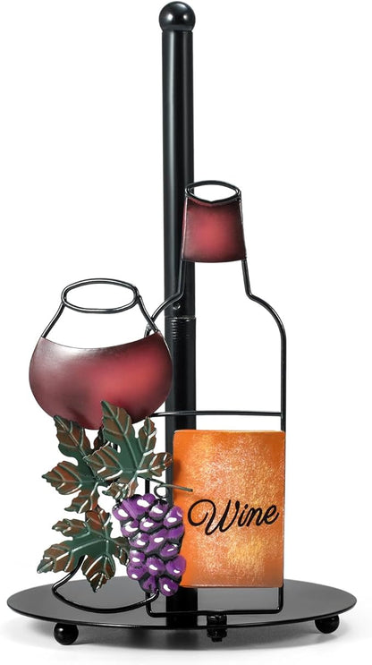 Wine Paper Towel Holder Countertop - Grape&Wine Decor Gifts, Cute Rustic Country Vintage Farmhouse Kitchen Decorations, Roll Dispenser with Weighted Base by Shinlar