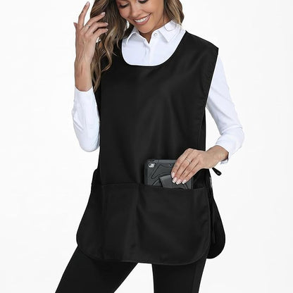 Xeoxarel Unisex Cobbler Apron with 3 Pockets, Smock Vest Apron, Suitable for Cooking，Kitchen，Garden，Hairstylist，Cleaning，Art