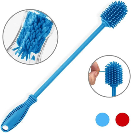 Silicone Bottle Cleaning Brush with Long Handle, Water Bottle Cleaner for Baby Bottles, Hydro Flask, Sports Bottle, Vase, Glassware, Perfect for Smaller Diameter Bottle Openings (Qty 1)