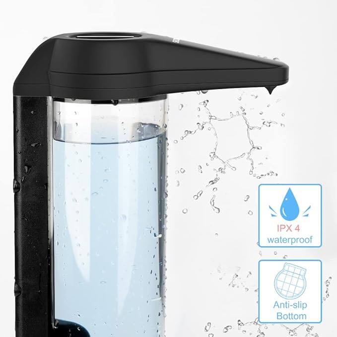 Secura 17oz Automatic Liquid Soap Dispenser, Touchless Battery Operated Hand Soap Dispenser with Adjustable Soap Dispensing Volume Control Dial, Personal Care Dispenser (Black) - Image 6