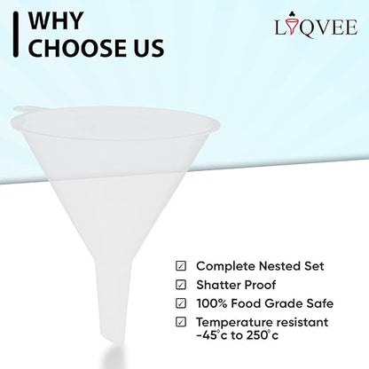 Funnel Set (4 Sizes: 122, 101, 76, 50mm) - Durable, Non-Toxic, Food-Grade Plastic funnels for Filling Bottles and containers. Ideal for Kitchen, Garage, or Labs. Perfect for Precise Pouring. - Image 6