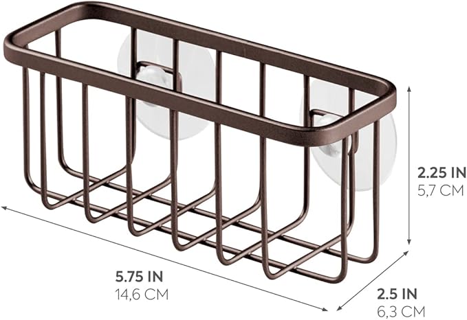 iDesign Gia Sink Suction Holder for Sponges, Scrubbers, Soap in Kitchen, Bathroom, Bathtubs, 5.75" x 2.25" x 2.5" - Bronze - Image 2