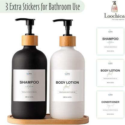 LOOCHICA 2 Pack Glass Soap Dispenser Set with Tray, Hand and Dish Glass Soap Dispensers for Kitchen Sink, Kitchen Soap Dispenser Set Suitable for Black and White Kitchen Decor - Image 6