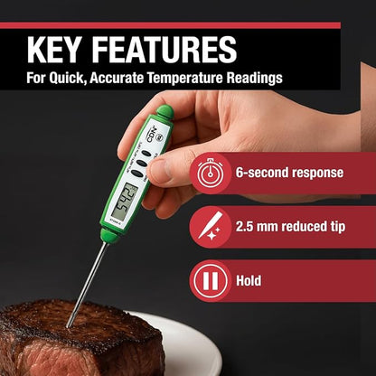 CDN ProAccurate® Instant Read Digital Pocket Thermometer with 2.75" Stainless Steel Tip for Accurate Temperature Measurement, Green (DT450X-G) - Image 2