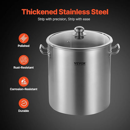 VEVOR Stainless Steel Stockpot, 24 Quart Cooking Pots, Cookware Sauce Pot with Lid, and Handle, Heavy Duty Commercial Grade Stock Pot, Sanding Treatment, for Steaming Boiling or Frying Silver - Image 3