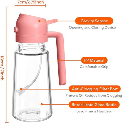 YARRAMATE 16oz/470ml Oil Sprayer for Cooking with Stickers, Food-grade Premium 2 in 1 Olive Oil Dispenser Bottle for Kitchen Gadgets, Air Fryer, Salad, Frying, BBQ (Pink) - Image 8