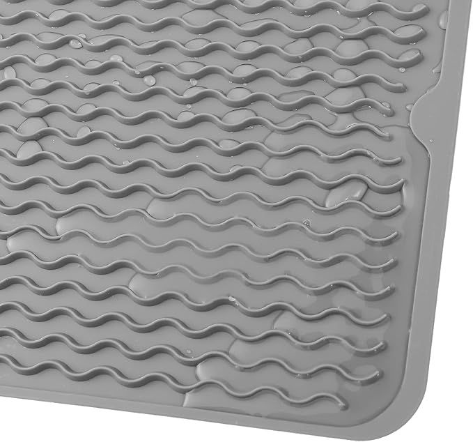 MicoYang Silicone Dish Drying Mat for Multiple Usage,Easy clean,Eco-friendly,Heat-resistant Silicone Mat for Kitchen Counter or Sink,Refrigerator or Drawer liner Grey M 12 inches x 12 inches - Image 9