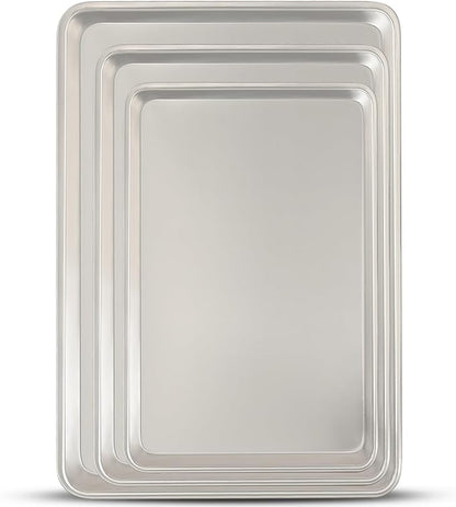 Baking Sheet Pan Set of 3, Commercial Quality Aluminum Cookie Sheets for Oven, Umite Chef Warp Resistant Baker's Half/Quarter/Jelly Roll Pans, Thick Cookie Tray Pans for Baking, Roasting by UmiteChef