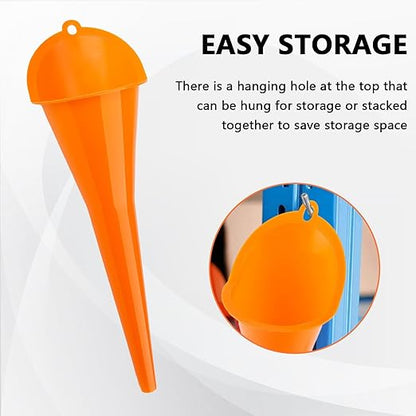 Long-Neck Oil Funnel for Automotive – Multi-Function Plastic Funnel for Oil, Gas & Lubricants – Universal Car Accessory (Orange (2-Pack)) - Image 5
