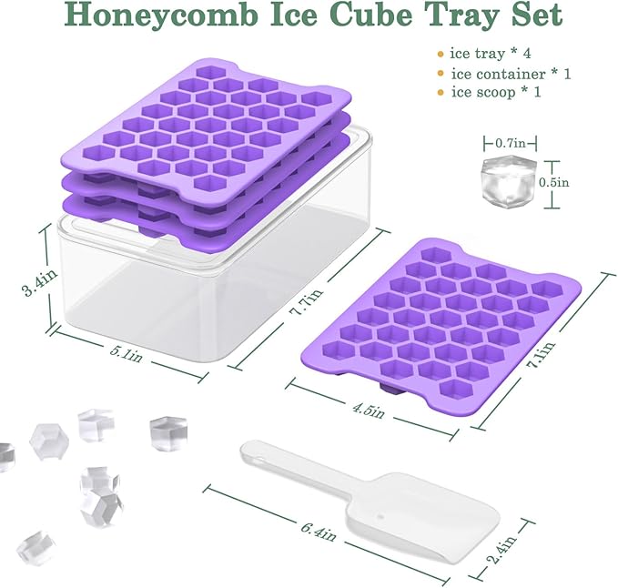 Mini Ice Cube Tray for Freezer: Small Plastic Ice Cubes Trays for Freezer with Box - Easy Release Stackable Mini Ice Cube Maker - Nugget Ice Trays for Freezer with Ice Container - Image 5