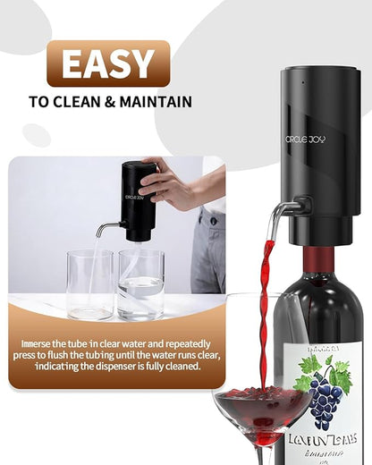 CIRCLE JOY 5-in-1 Electric Wine Bottle Opener Set, Rechargeable Wine Opener Kit, Cordless Wine Gift Set with Foil Cutter, Electric Aerator & Pourer and Vacuum Stopper for Wine Lovers, Black - Image 7