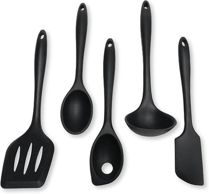 Chef Craft Premium Silicone Kitchen Tool and Utensil Set, 5 Piece, Black by ChefCraft