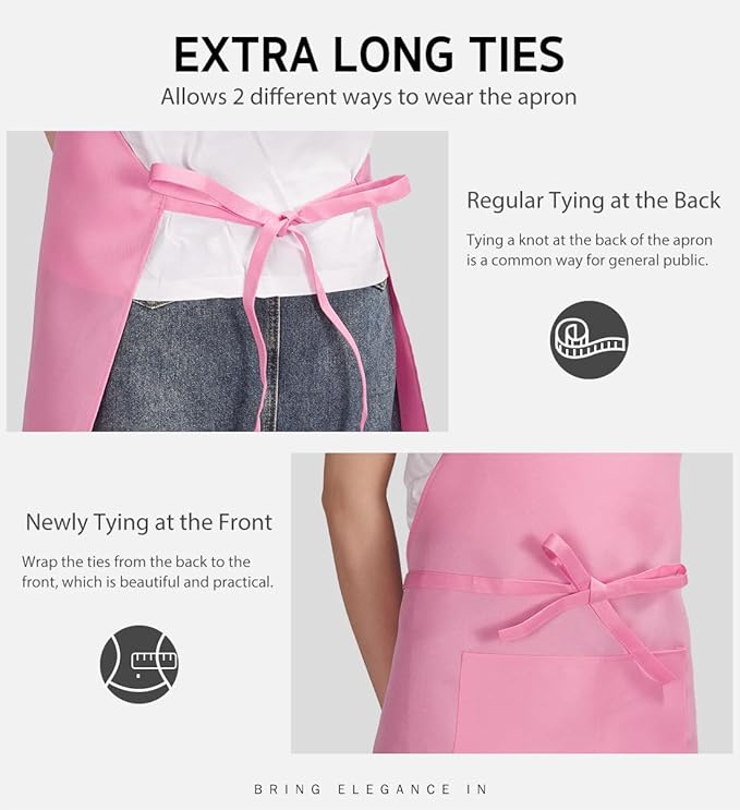 Syntus Apron for Men Women, Adjustable Cooking Kitchen Chef Aprons with 2 Pockets, Cotton/Polycotton/Polyester - Image 5